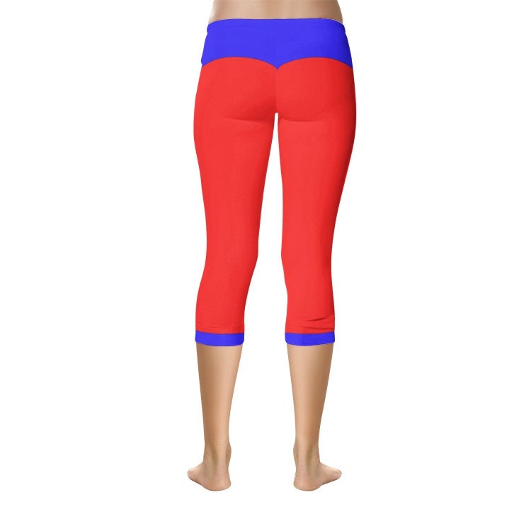 Blue and Red Capri Leggings