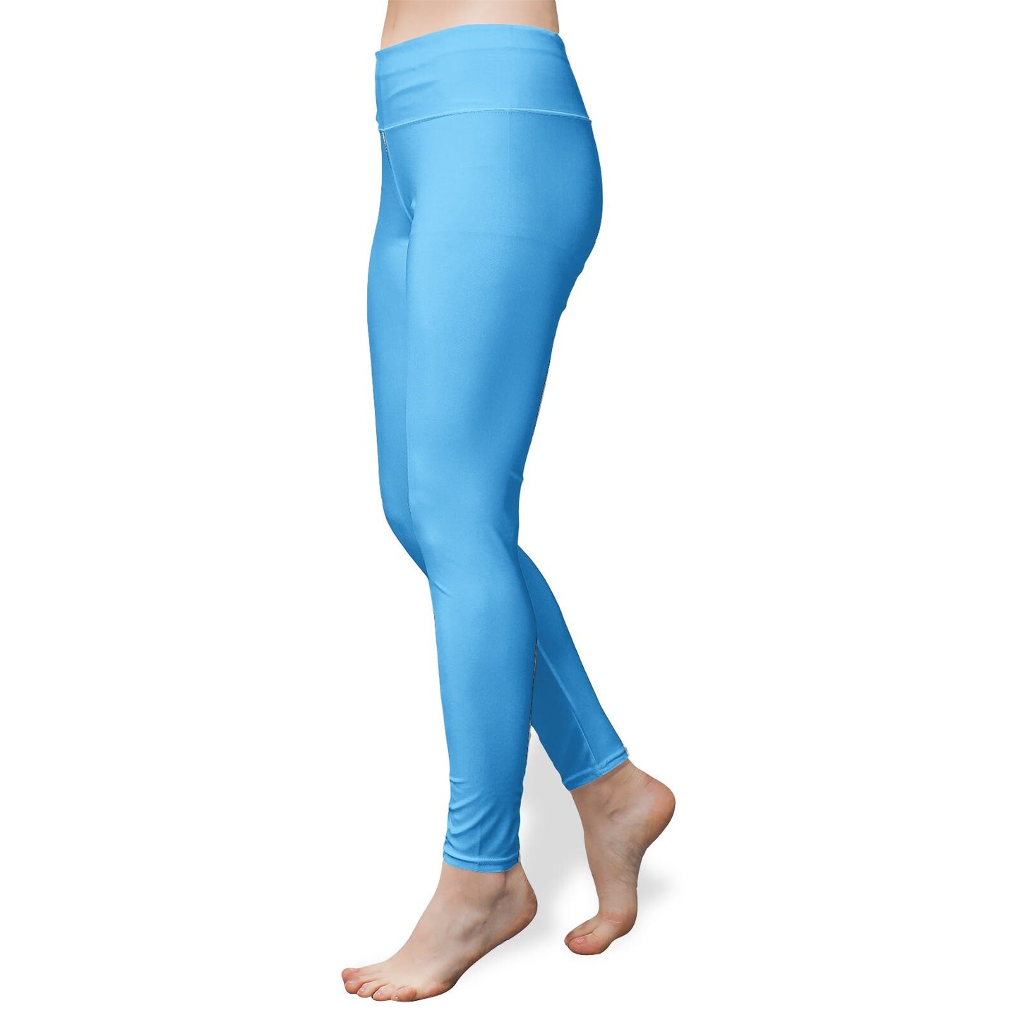 Women's High Waist Blue Yoga Leggings polyester and spandex blend