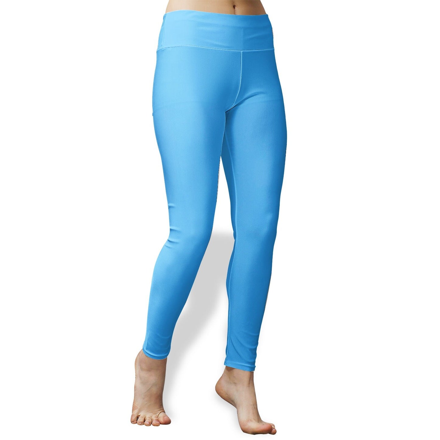 Women's High Waist Blue Yoga Leggings polyester and spandex blend