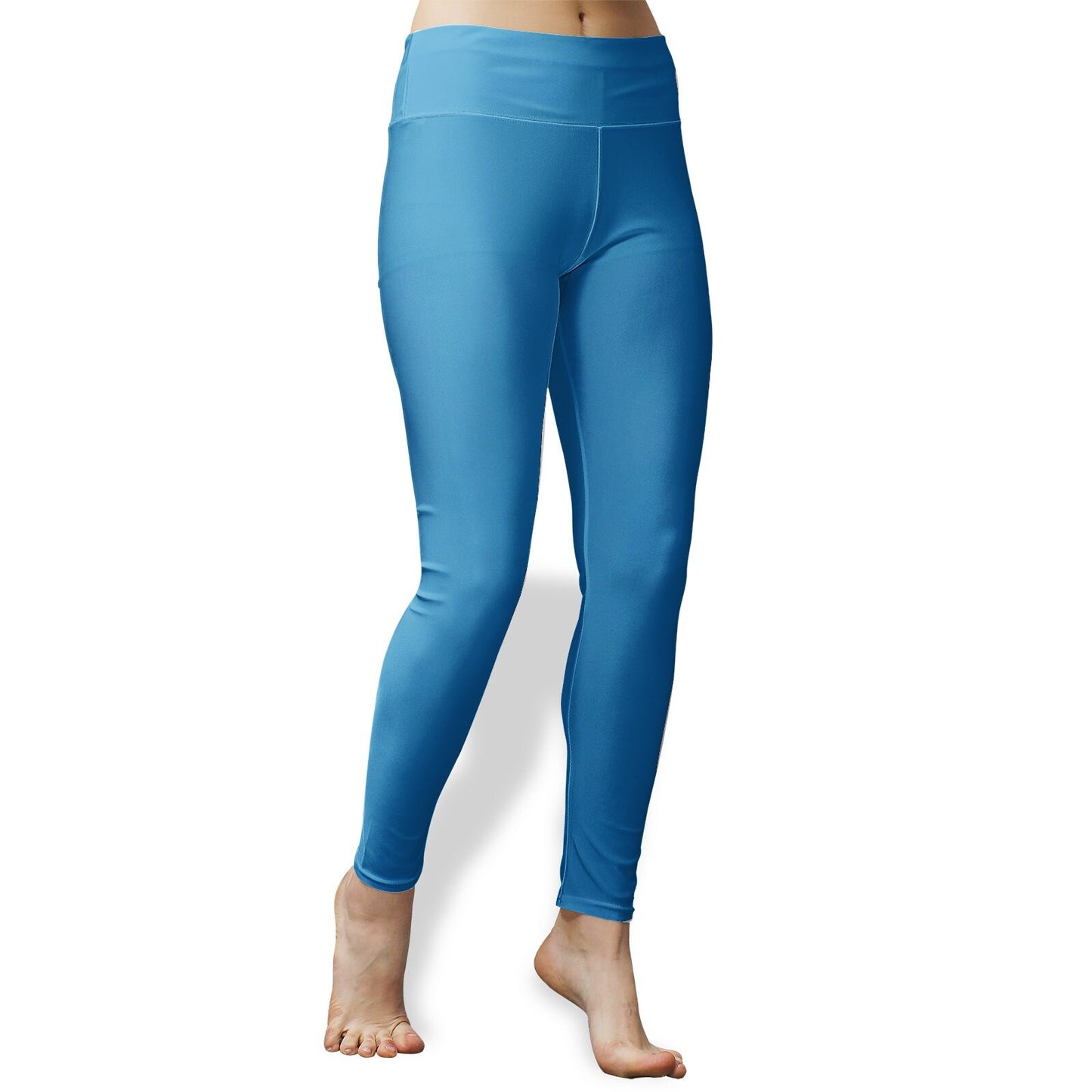 Women's High Waist Blue Yoga Leggings polyester and spandex blend