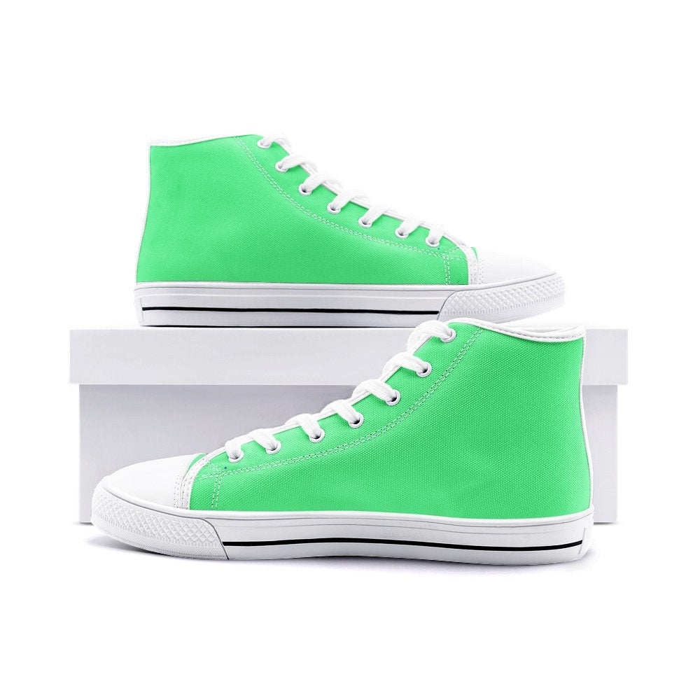 Bright Green High Top Canvas Shoes Unisex Sizes