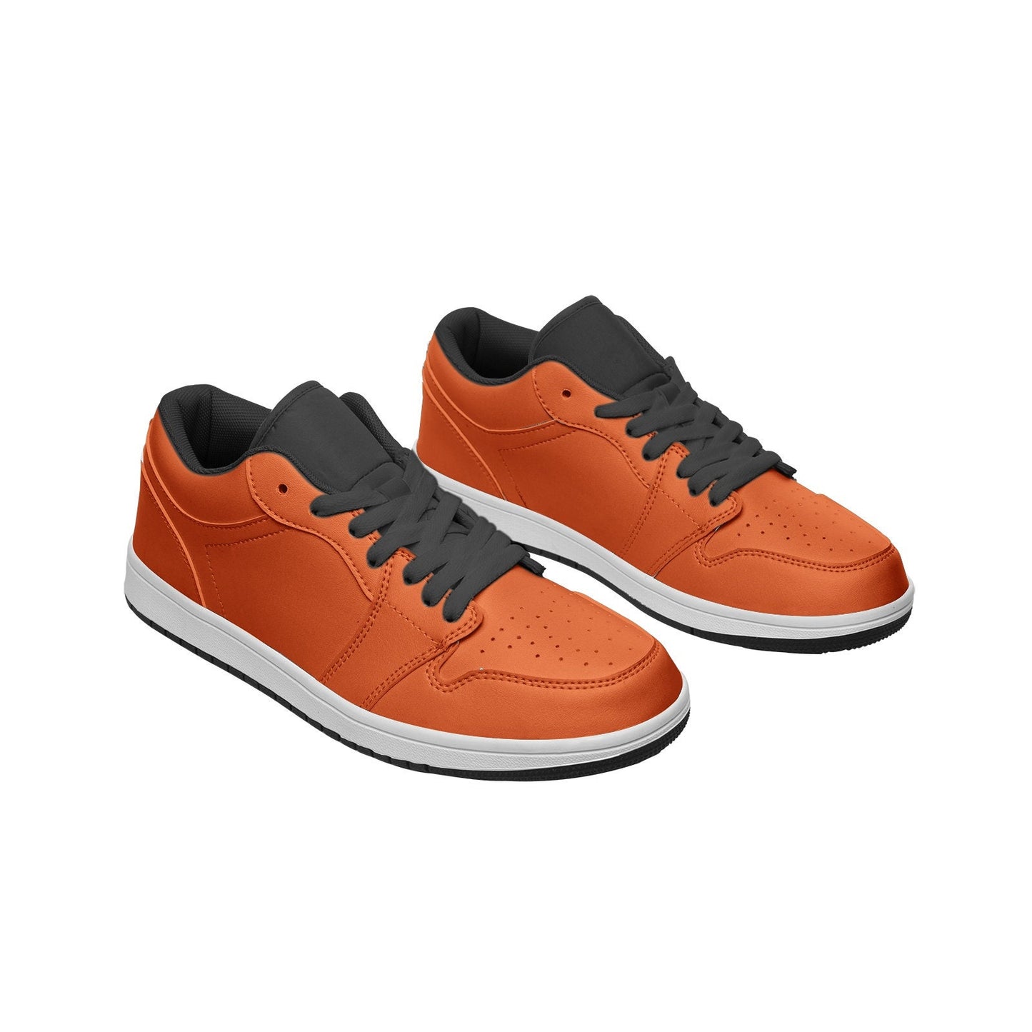 Orange Low Top Leather Sneakers