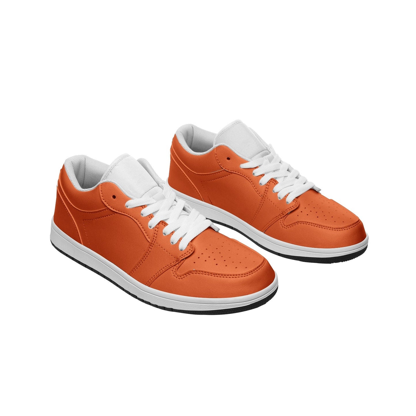 Orange Low Top Leather Sneakers