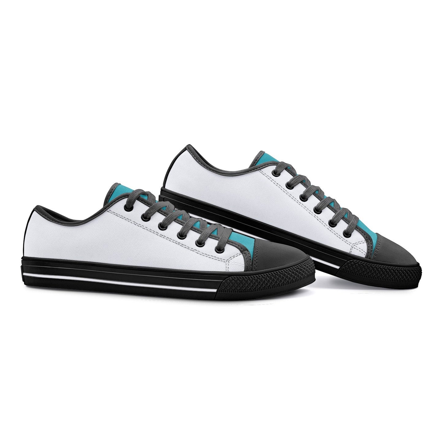 Gray and Teal Low Top Canvas Sneakers Unisex Sizes