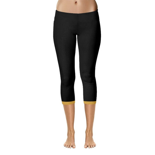 Black and Gold Capri Leggings Black Leggings