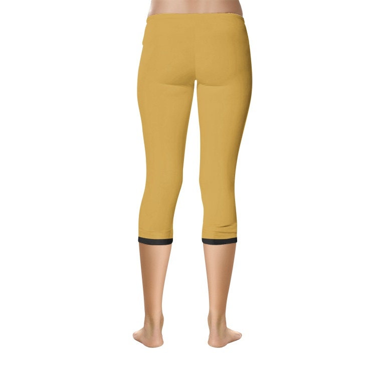 Black and Gold Color Capri Leggings