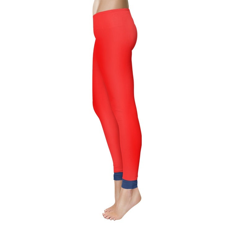 Red Leggings Women's Temp Control Cotton Spandex Red Leggings