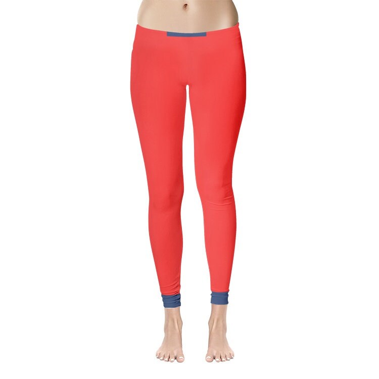 Red Leggings Women's Temp Control Cotton Spandex Red Leggings