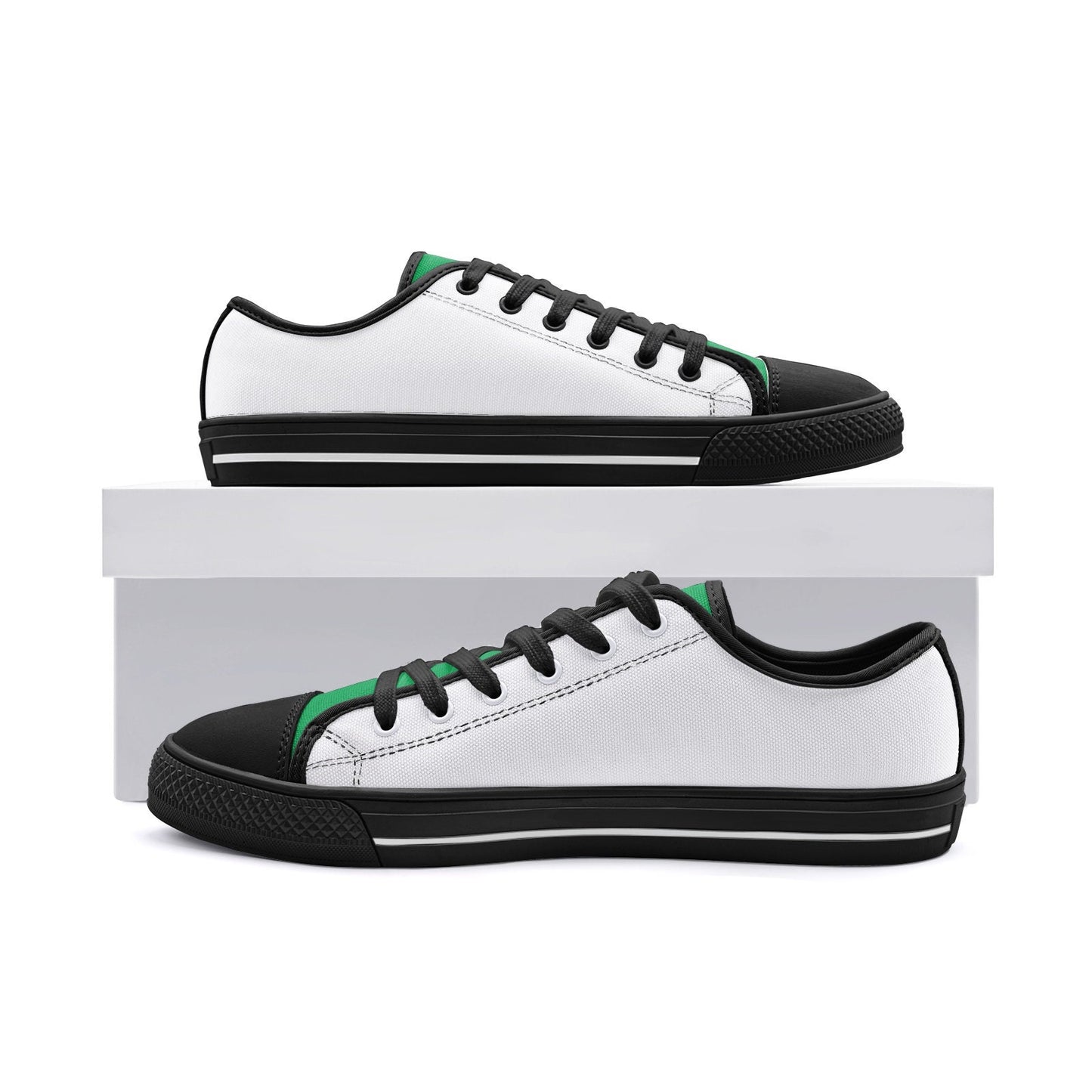 Green Low Top Sneakers White Low Top Canvas Shoes Unisex Sizes