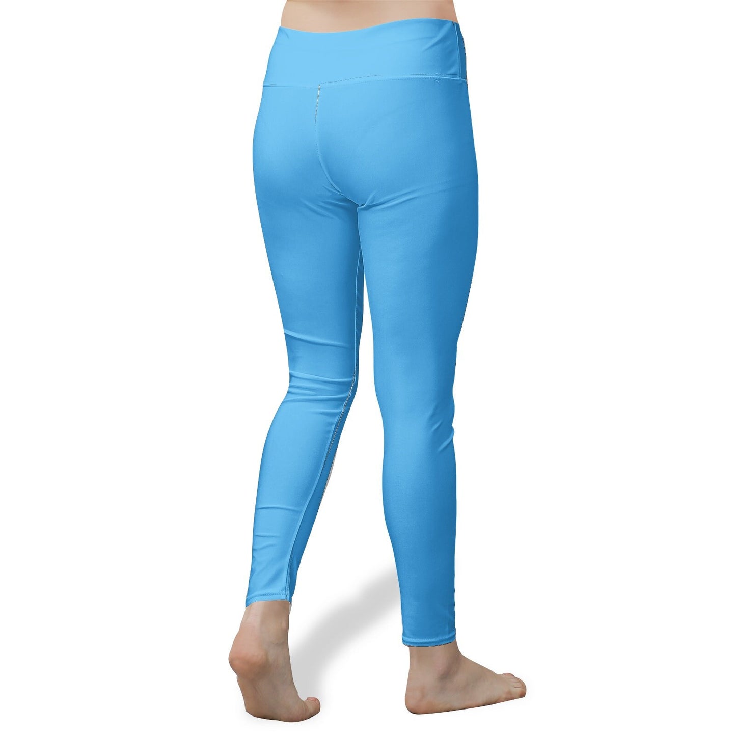 Women's High Waist Blue Yoga Leggings polyester and spandex blend