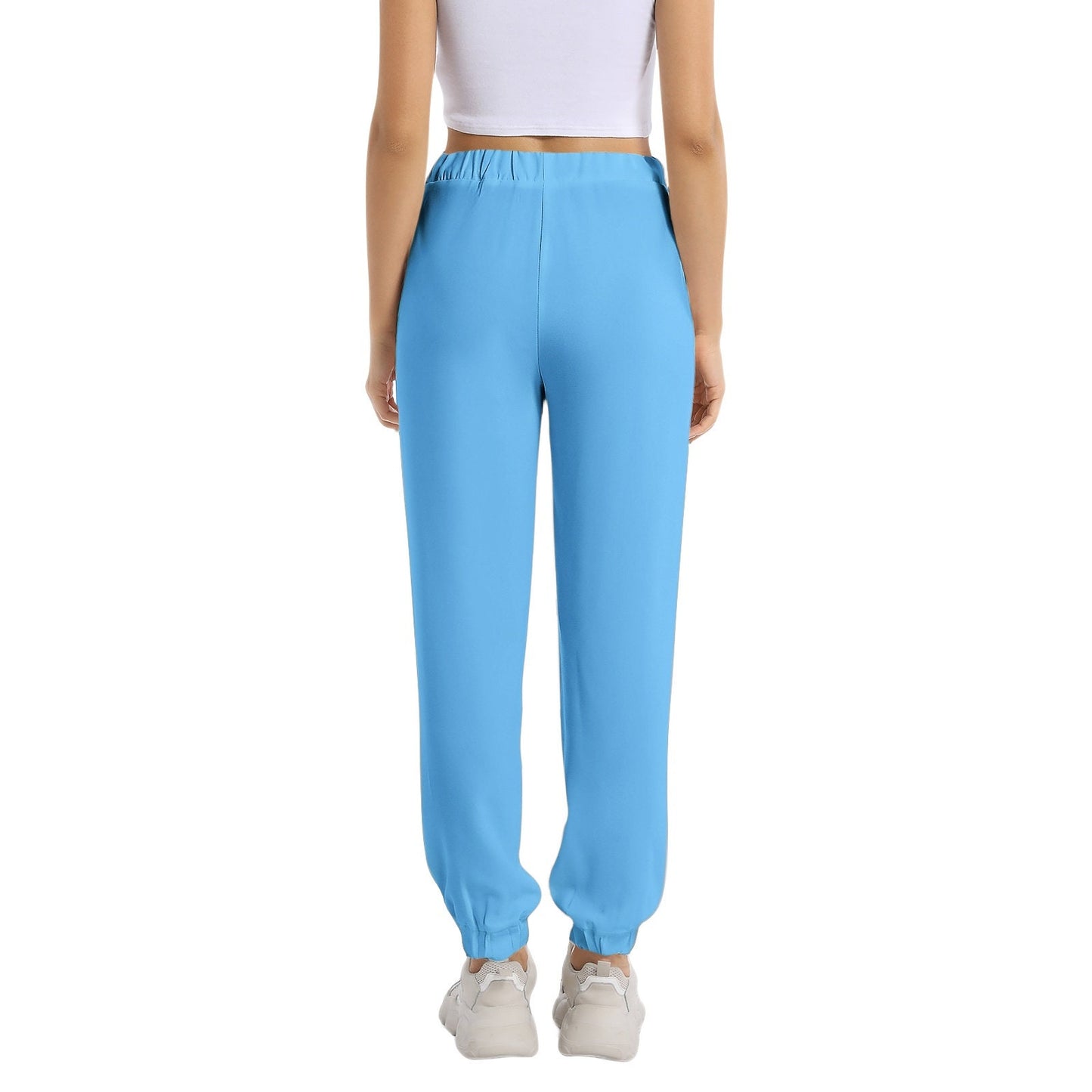 Light Blue Sweatpants Elastic Waist Tapered Blue Sweatpants