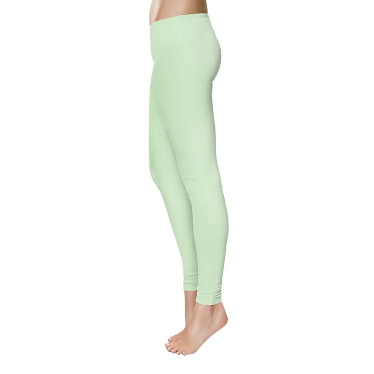 Green Yoga Leggings Women's Temp Control Cotton Leggings