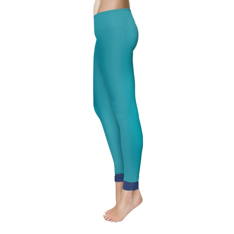 Teal and Blue Leggings Women's Temp Control Cotton Leggings