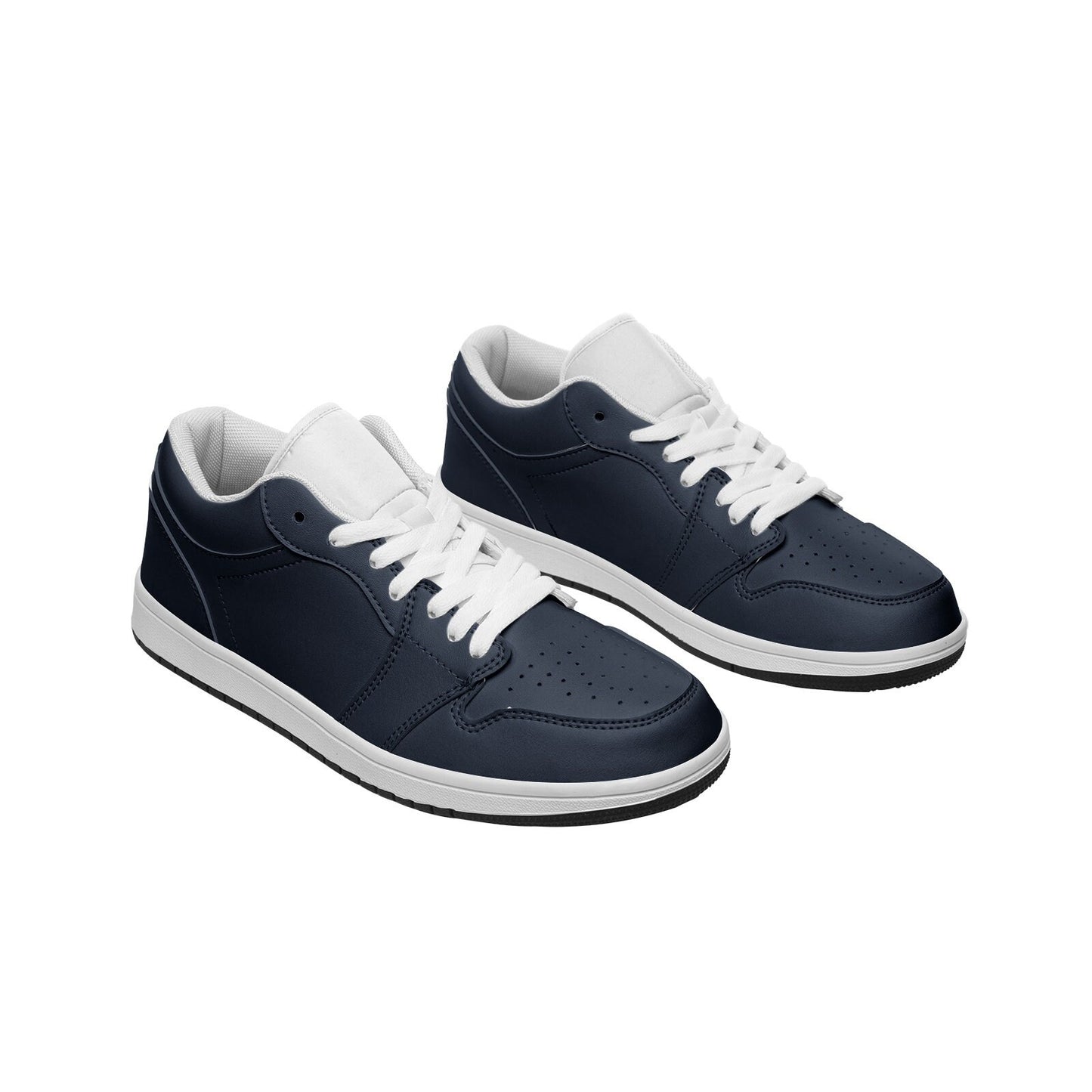 Unisex Low Top Blue Leather Sneakers