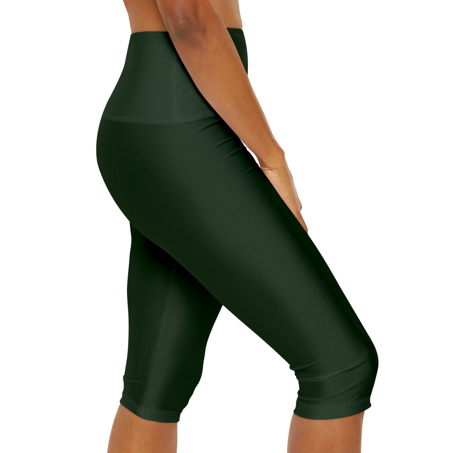 Dark Green Yoga Capri Leggings Poly Spandex