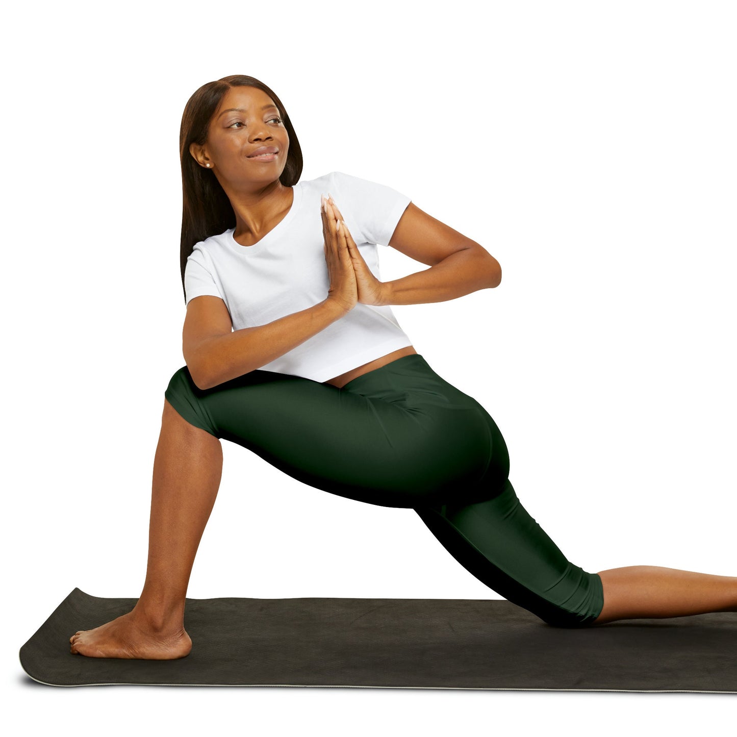 Dark Green Yoga Capri Leggings Poly Spandex