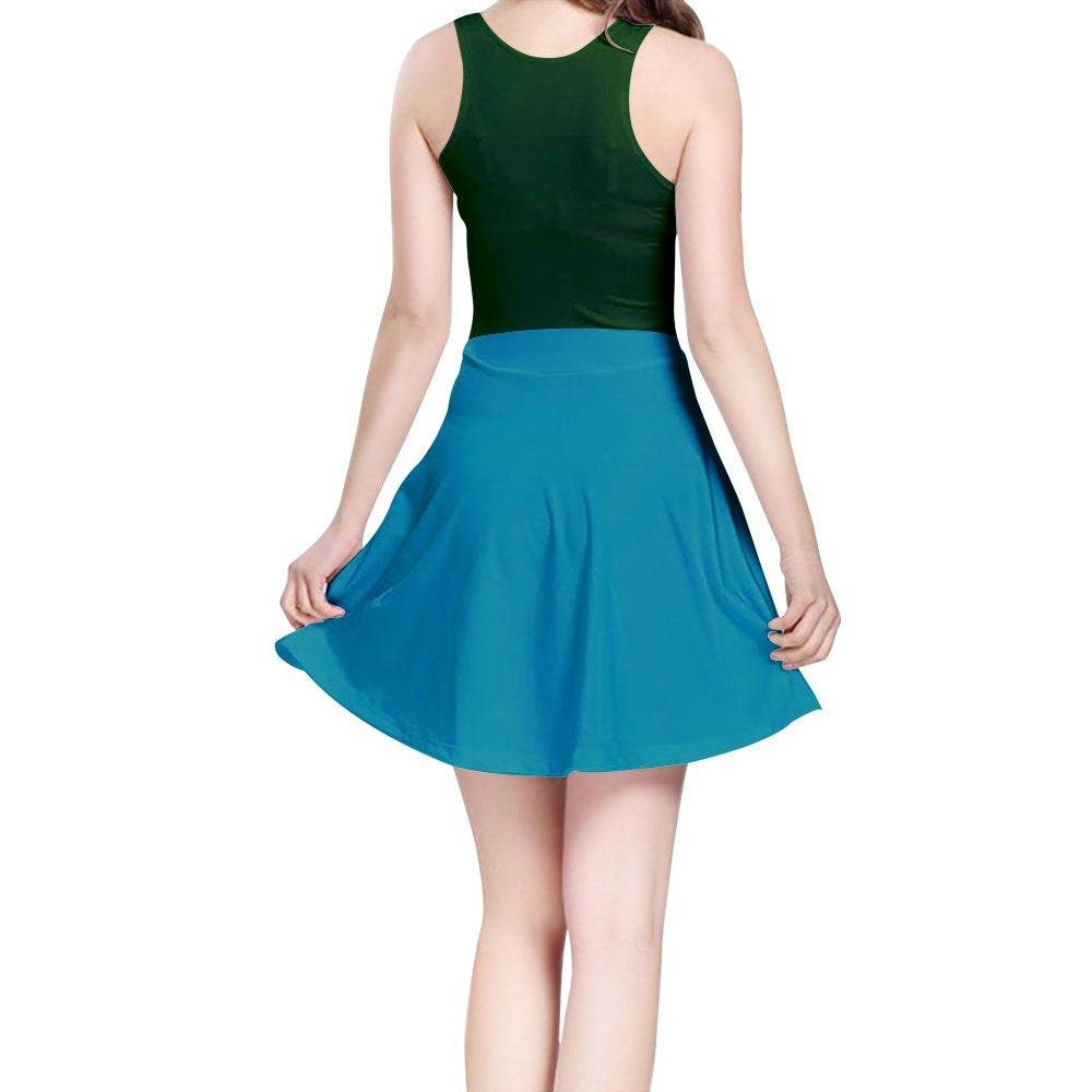 Women's Sleeveless Midi Casual Flared Green Skater Dress