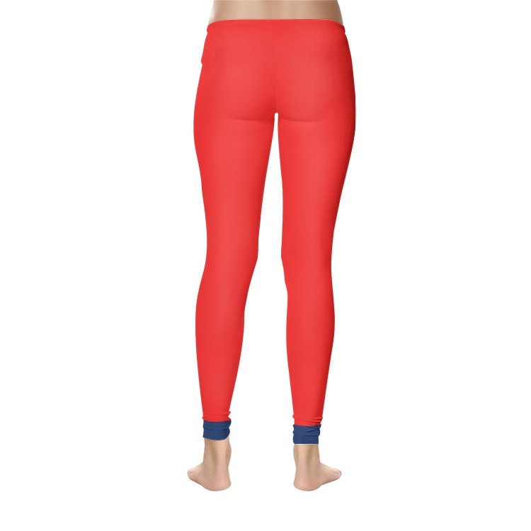 Red Leggings Women's Temp Control Cotton Spandex Red Leggings