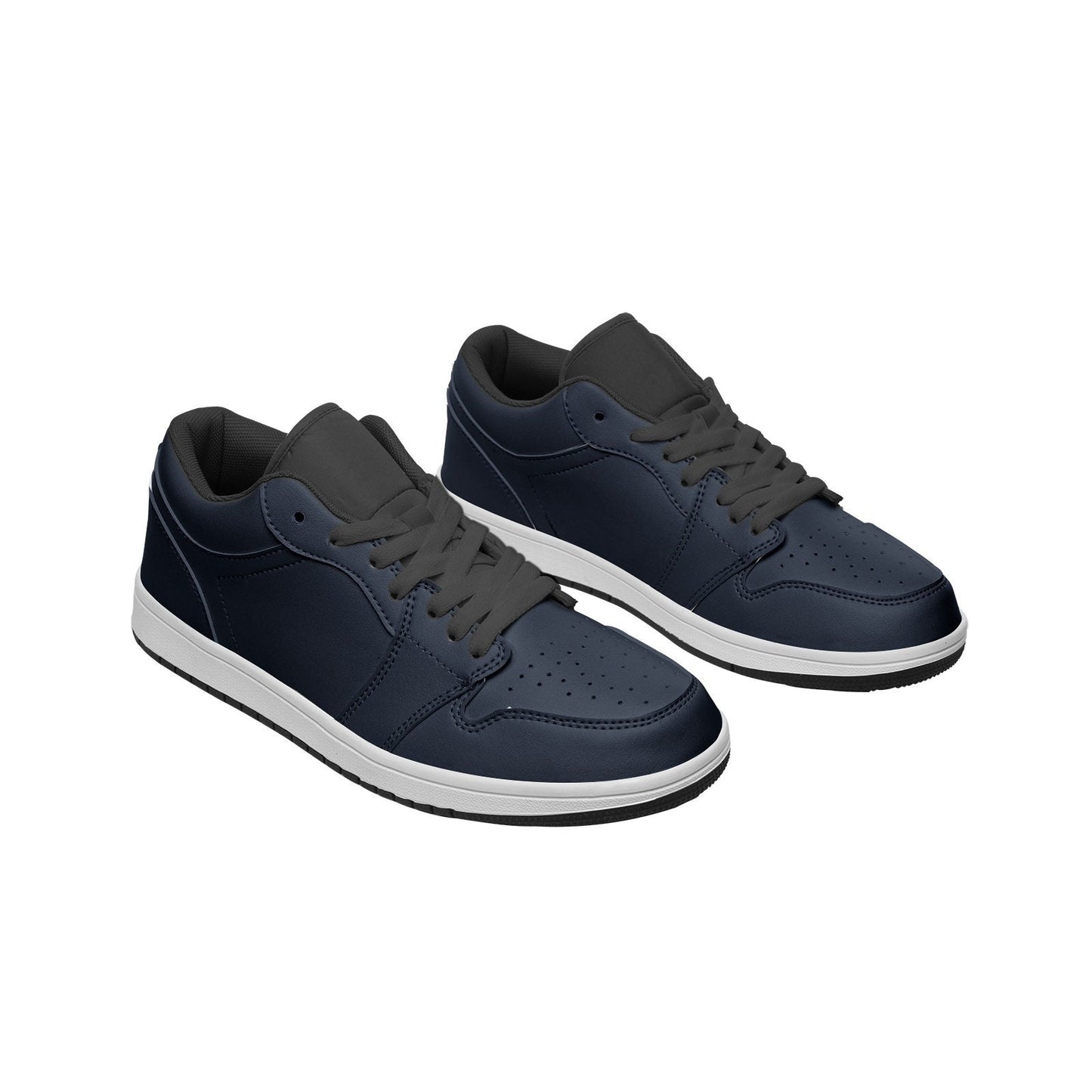 Unisex Low Top Blue Leather Sneakers