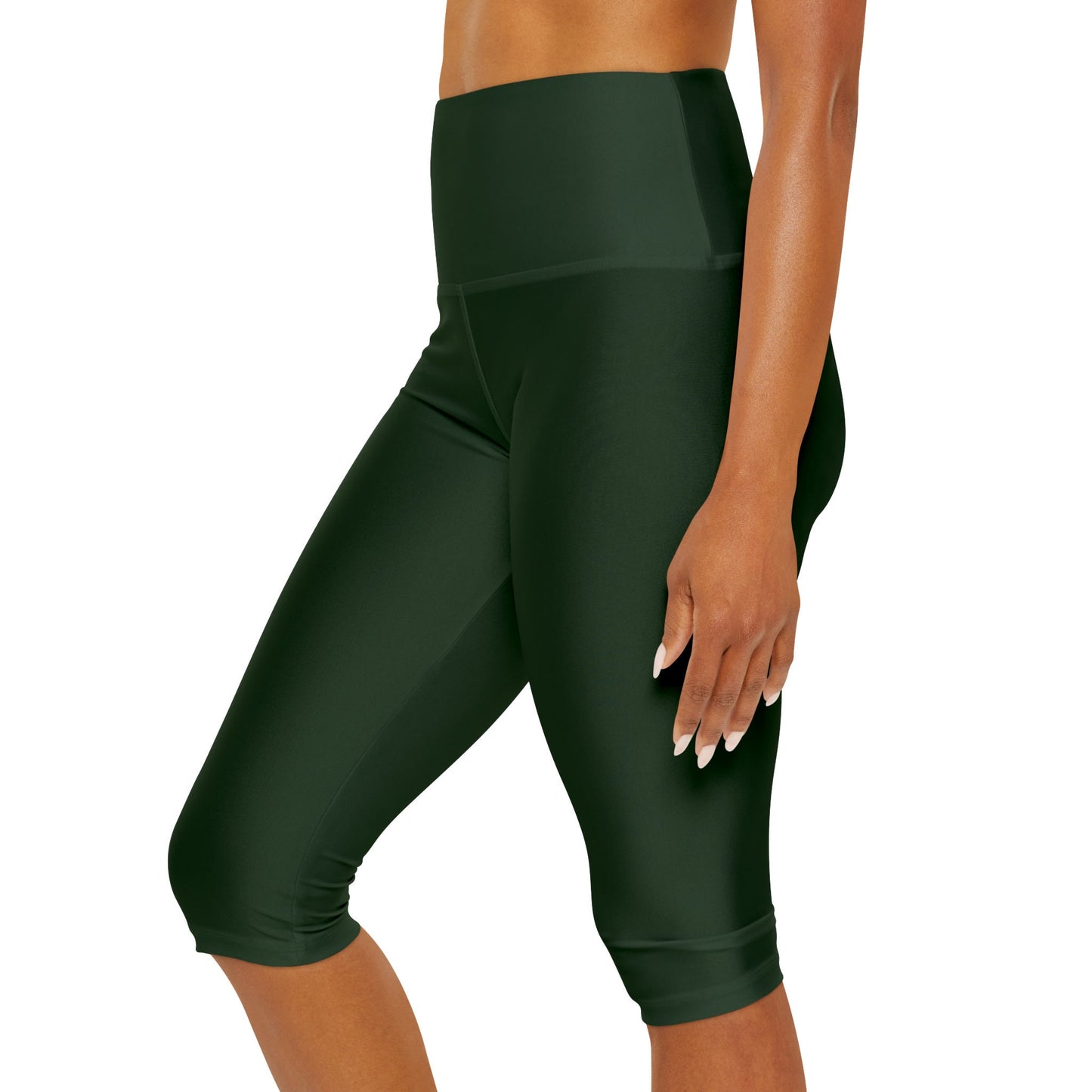 Dark Green Yoga Capri Leggings Poly Spandex