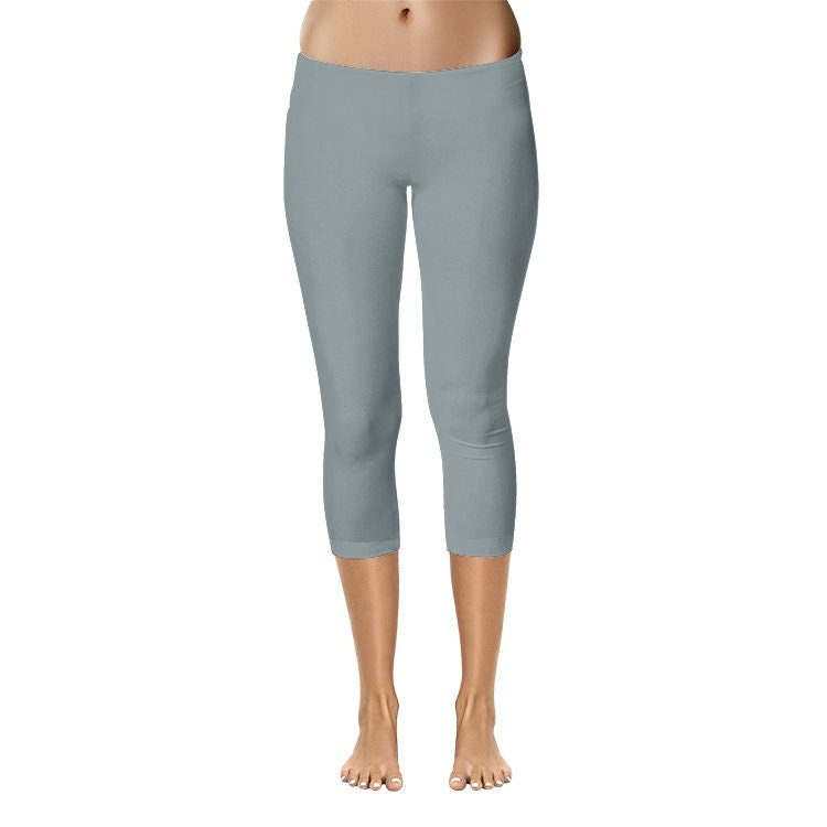 Silver Capri Leggings Cotton Spandex