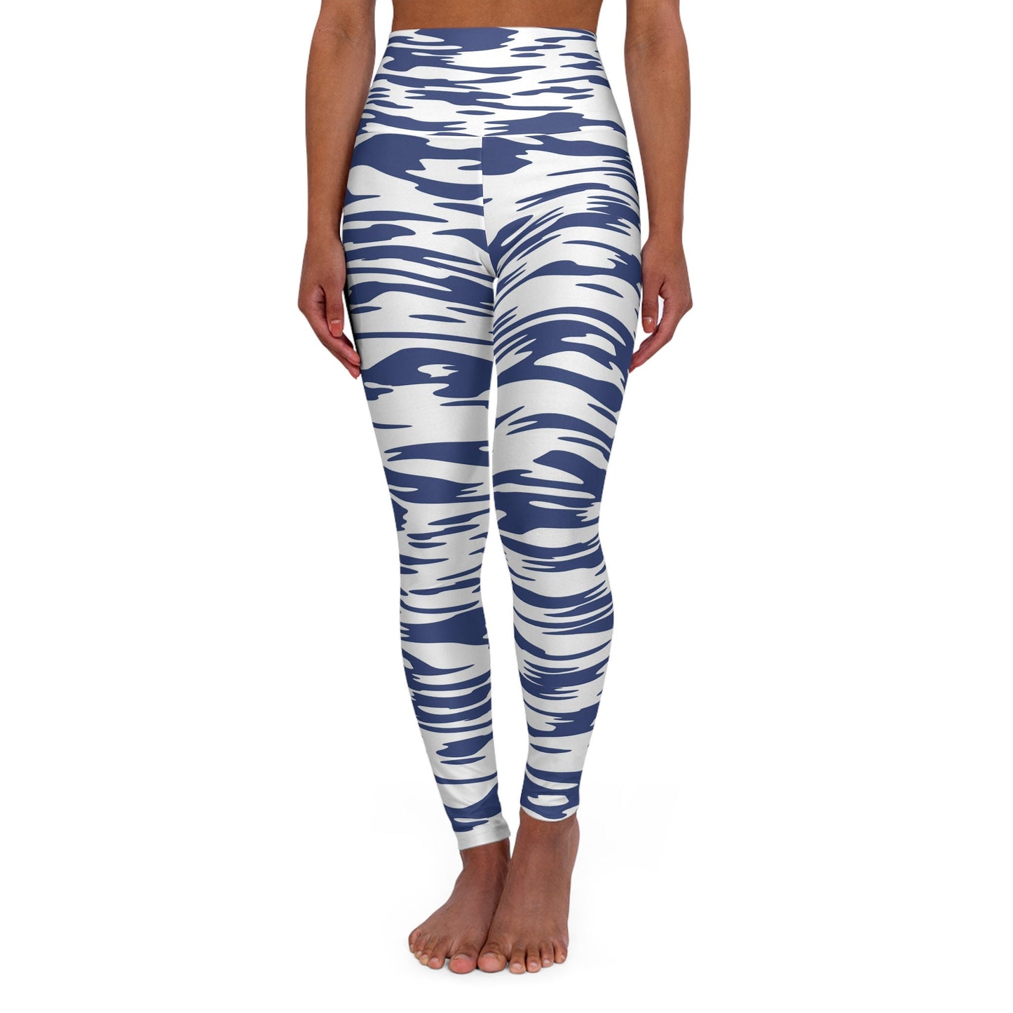 Blue Leggings High Waisted Skinny Fit Blue and White Yoga Leggings