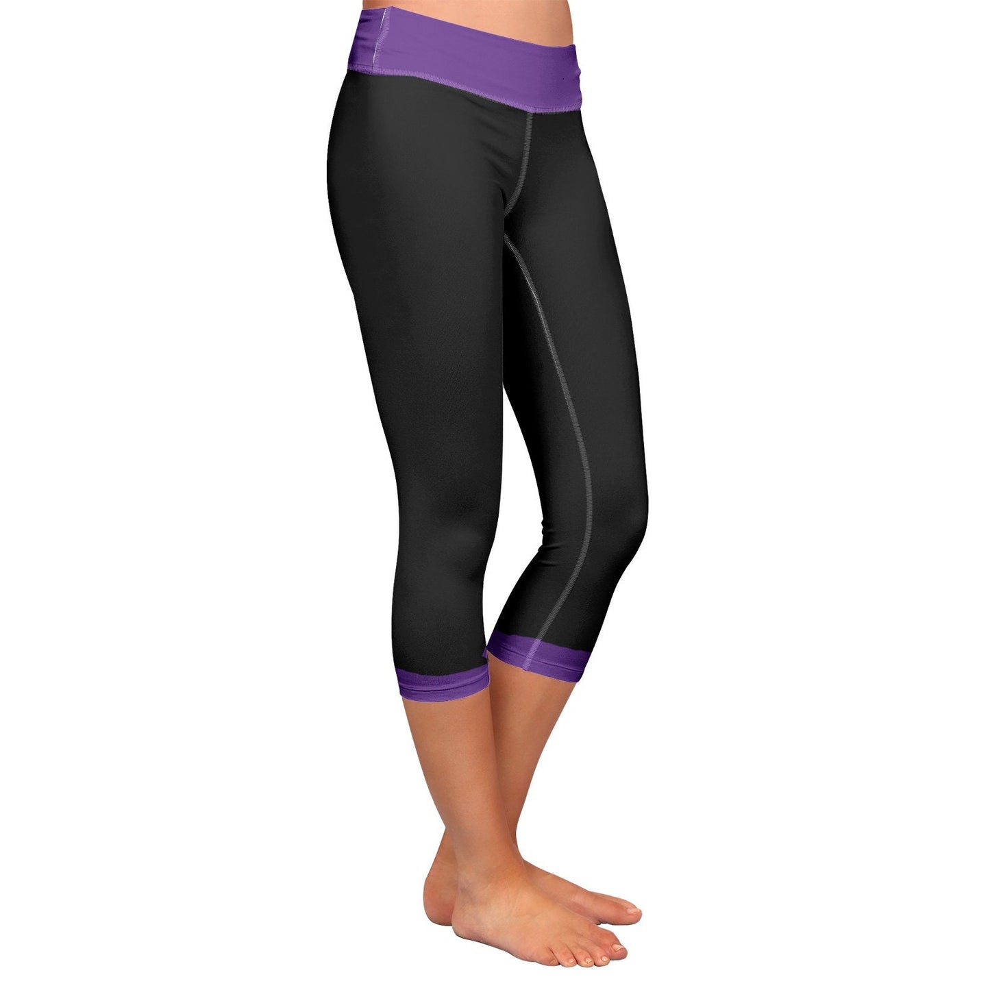 Black and Purple Yoga Capri Leggings