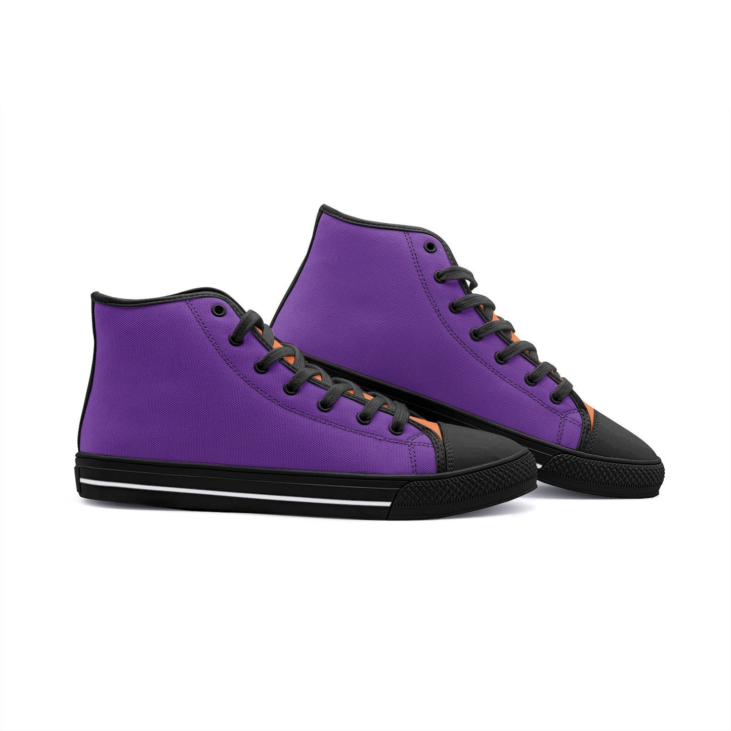 Unisex Purple and Orange High Top Canvas Shoes