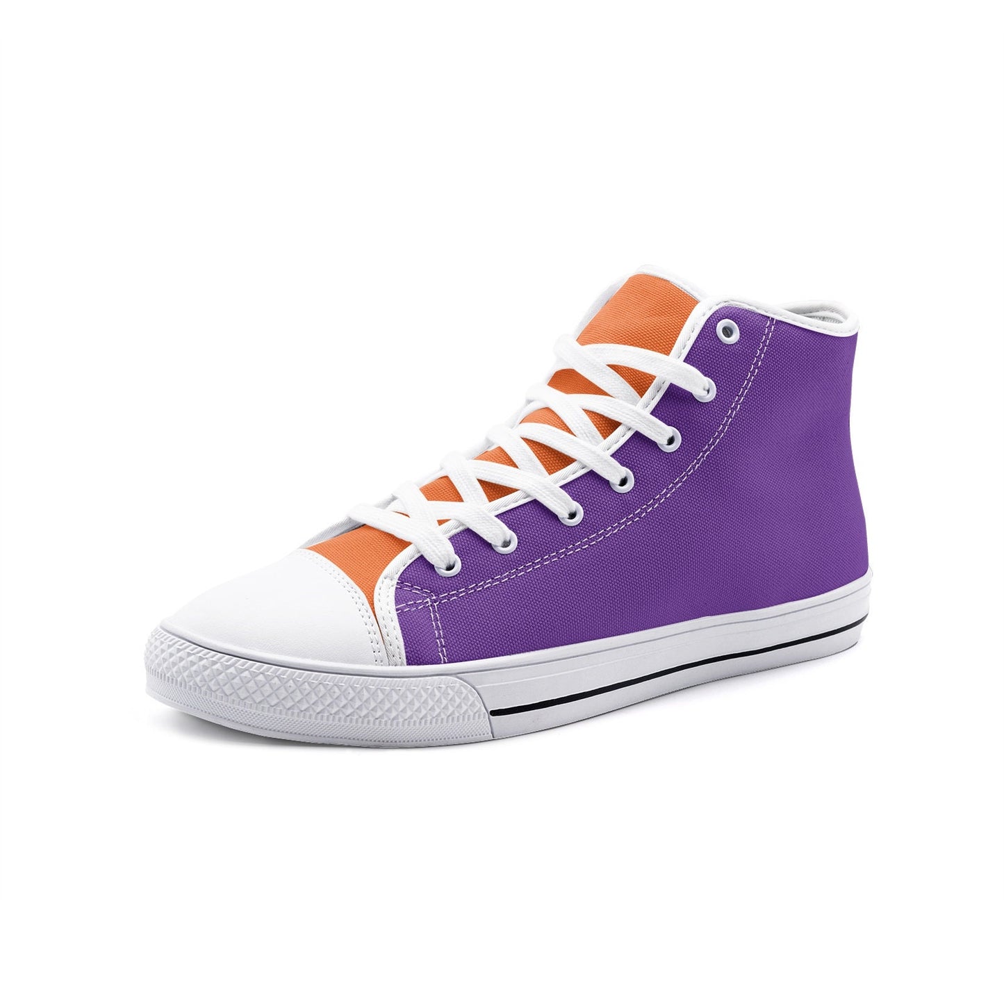 Unisex Purple and Orange High Top Canvas Shoes