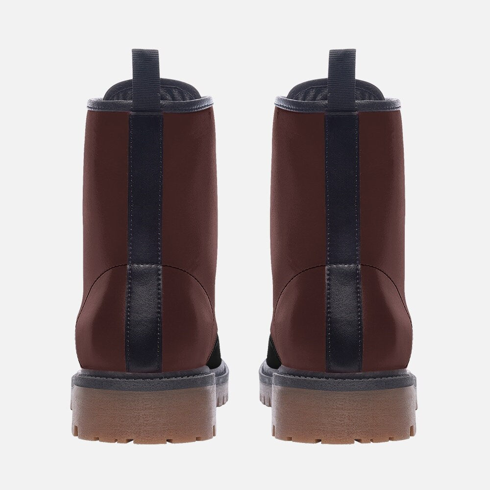 Black and Burgundy Casual Leather Lightweight black boots