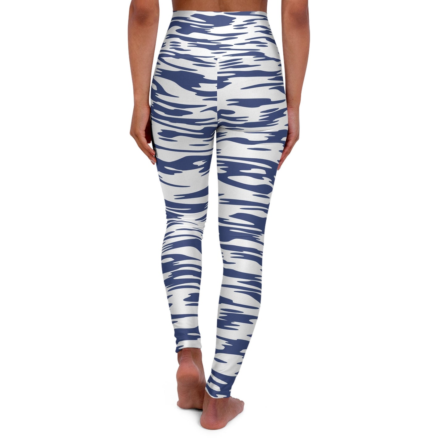 Blue Leggings High Waisted Skinny Fit Blue and White Yoga Leggings