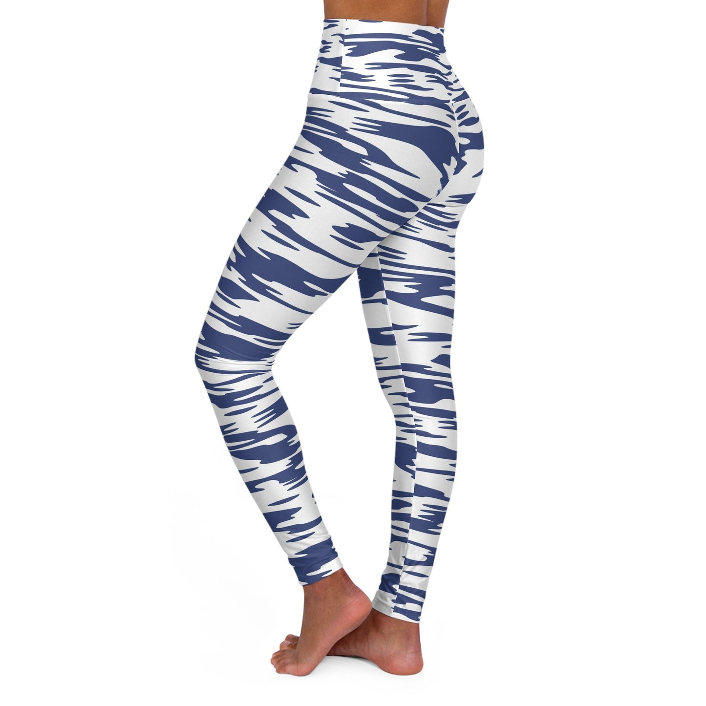 Blue Leggings High Waisted Skinny Fit Blue and White Yoga Leggings