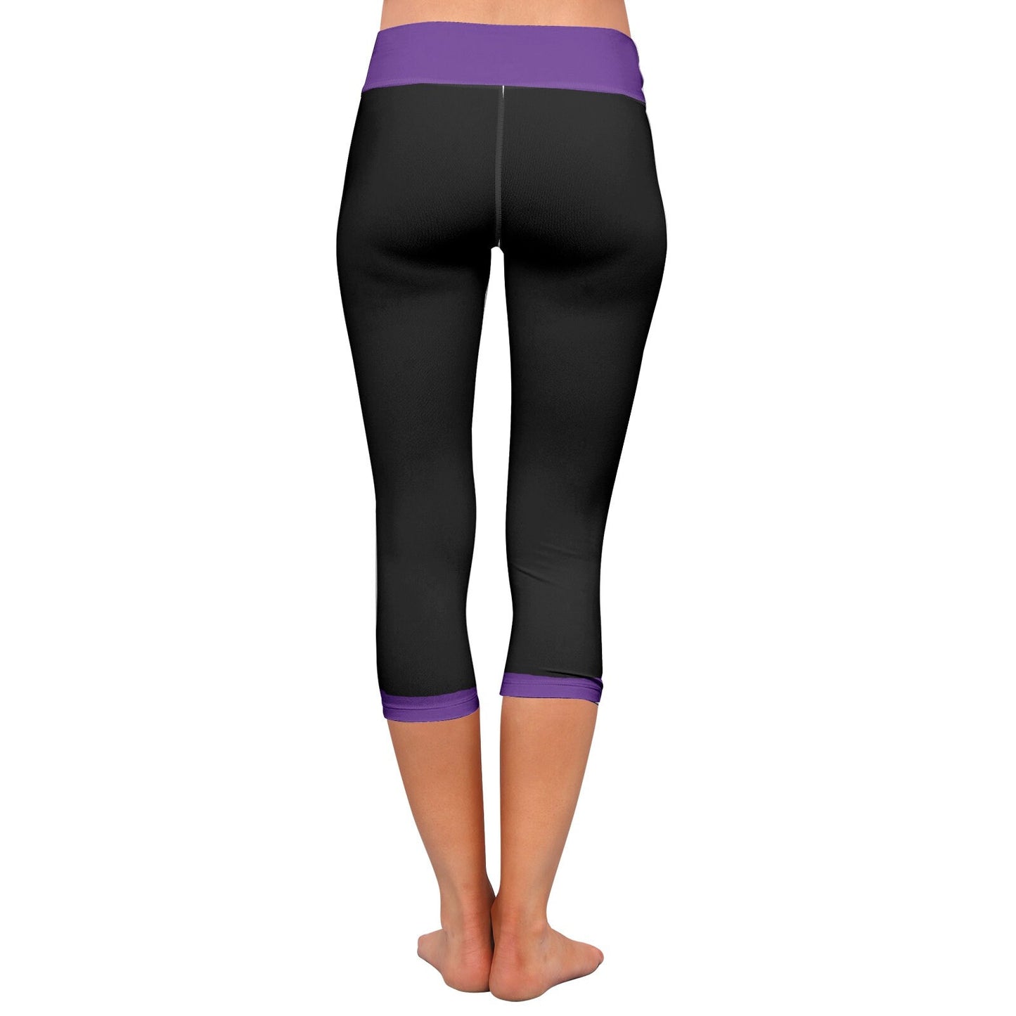 Black and Purple Yoga Capri Leggings