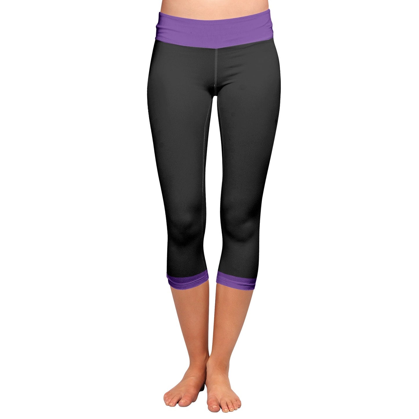 Black and Purple Yoga Capri Leggings