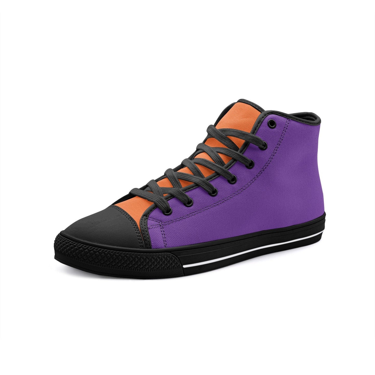 Unisex Purple and Orange High Top Canvas Shoes