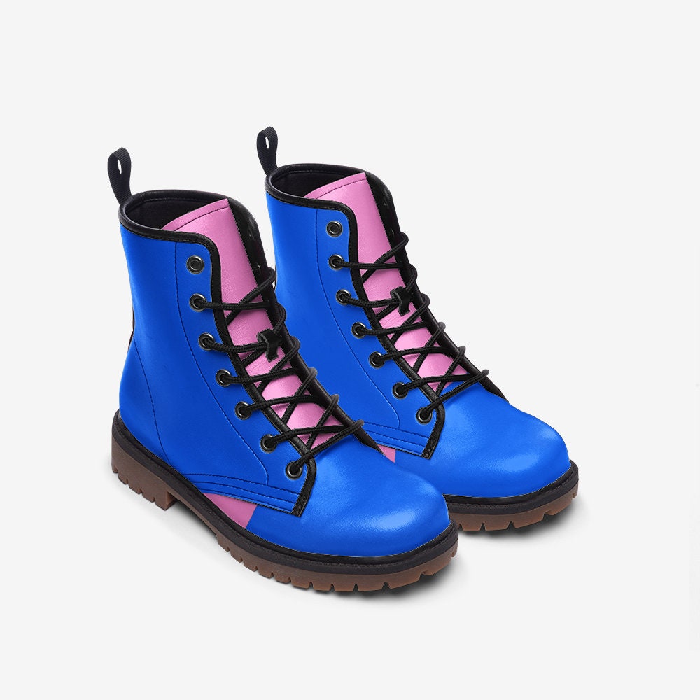 Blue and Pink Casual Leather Lightweight boots