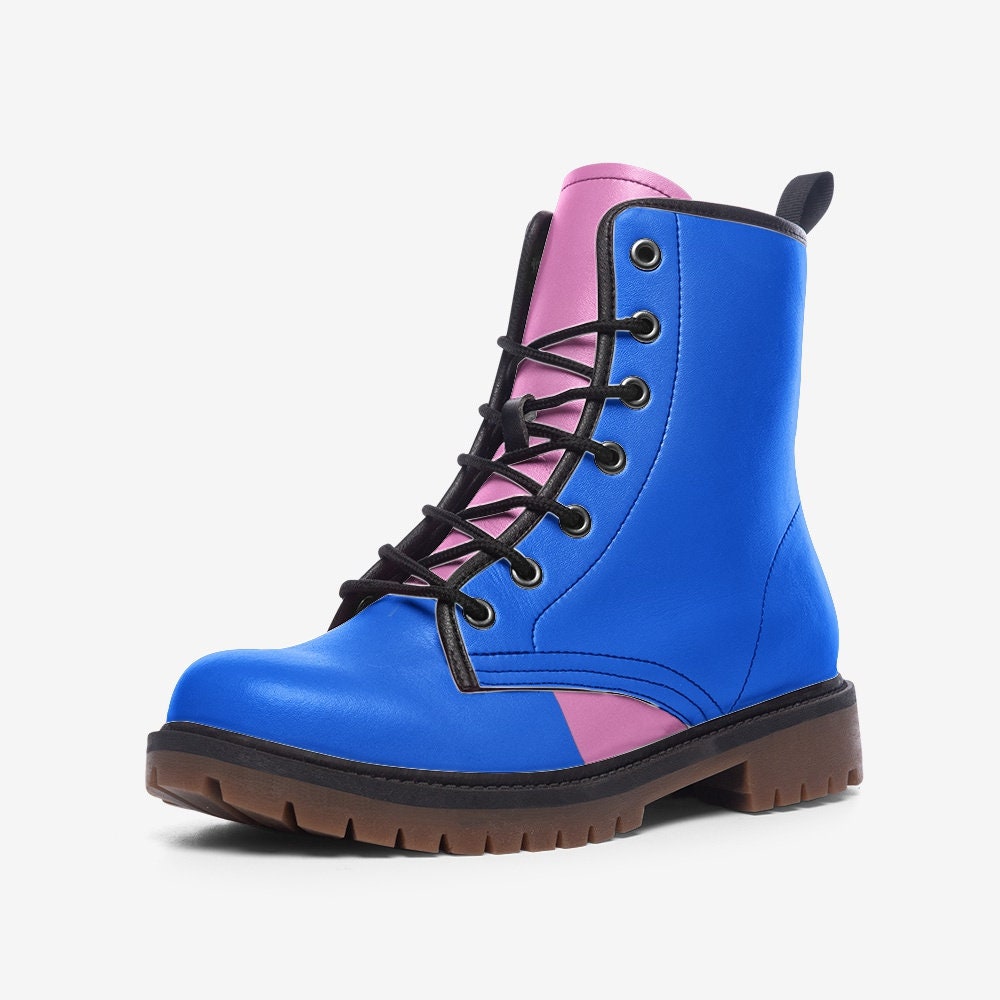 Blue and Pink Casual Leather Lightweight boots
