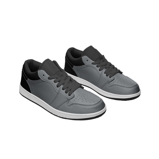 Black and Gray  Low Top Leather Sneakers Unisex