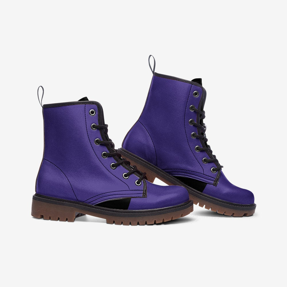 Black and Purple Casual Leather Lightweight boots