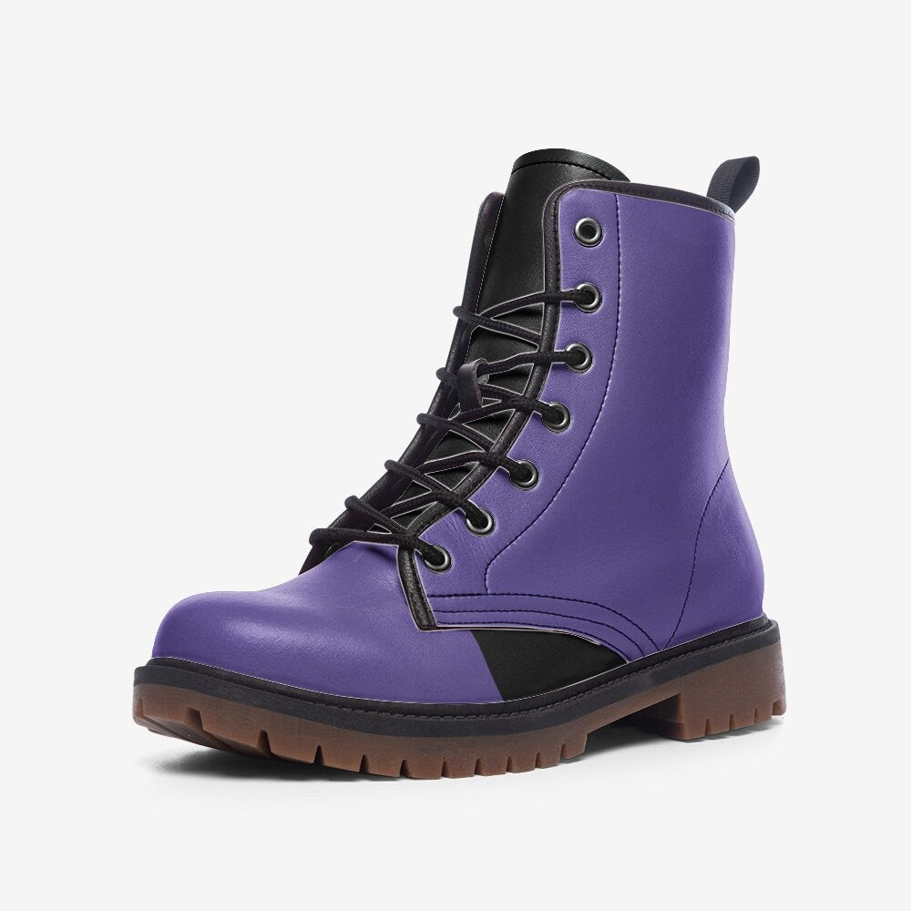 Black and Purple Casual Leather Lightweight boots