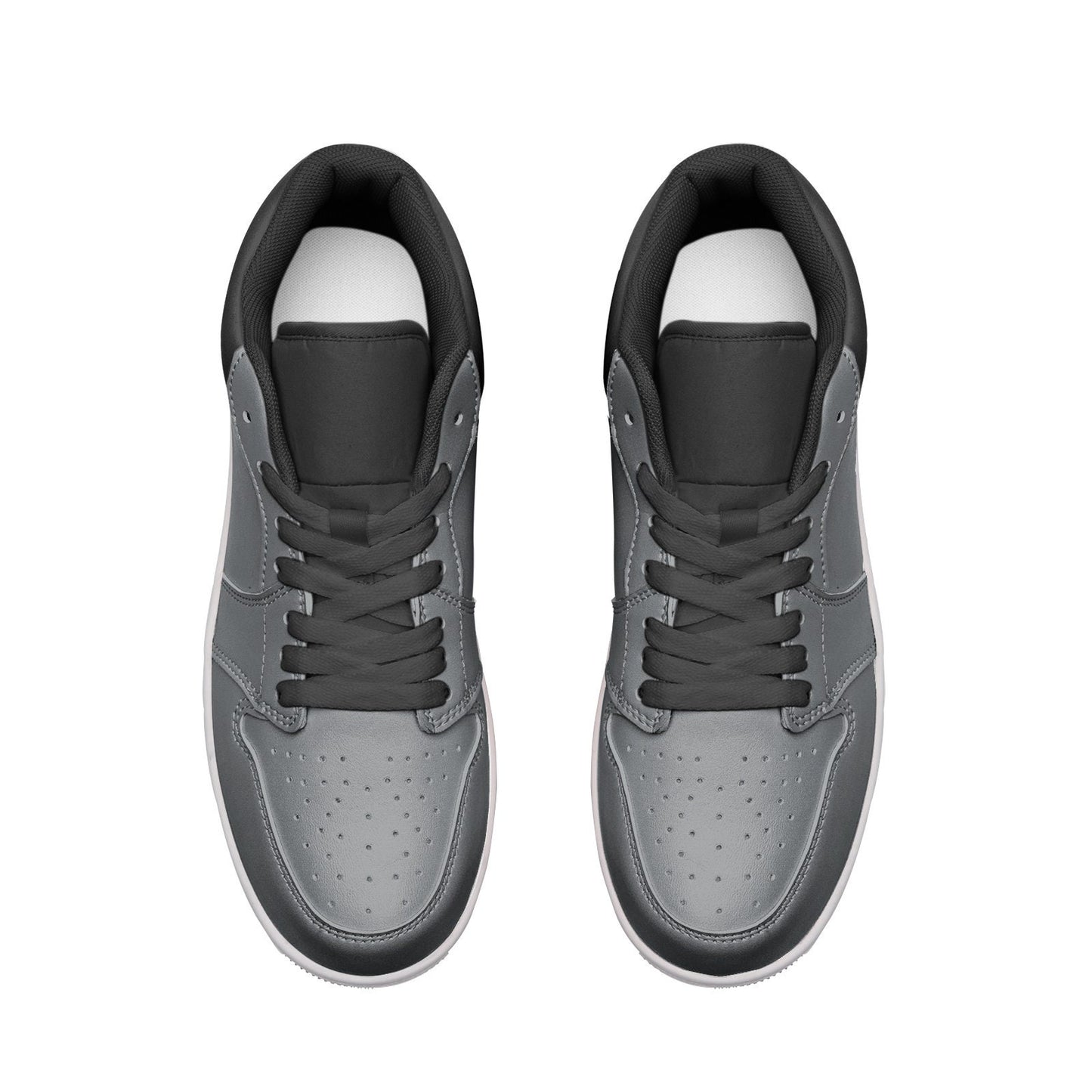 Black and Gray  Low Top Leather Sneakers Unisex