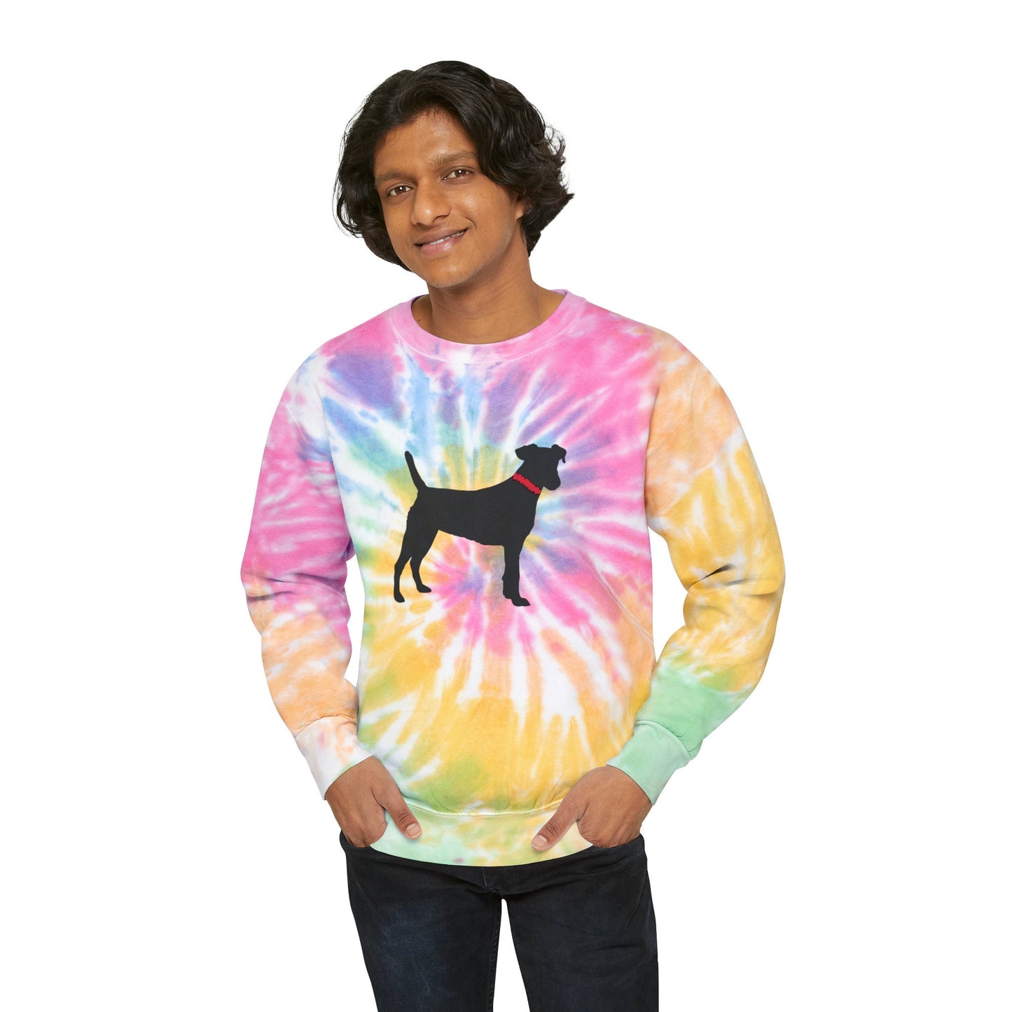 Unisex  Black Dog Tie-Dye Sweatshirts
