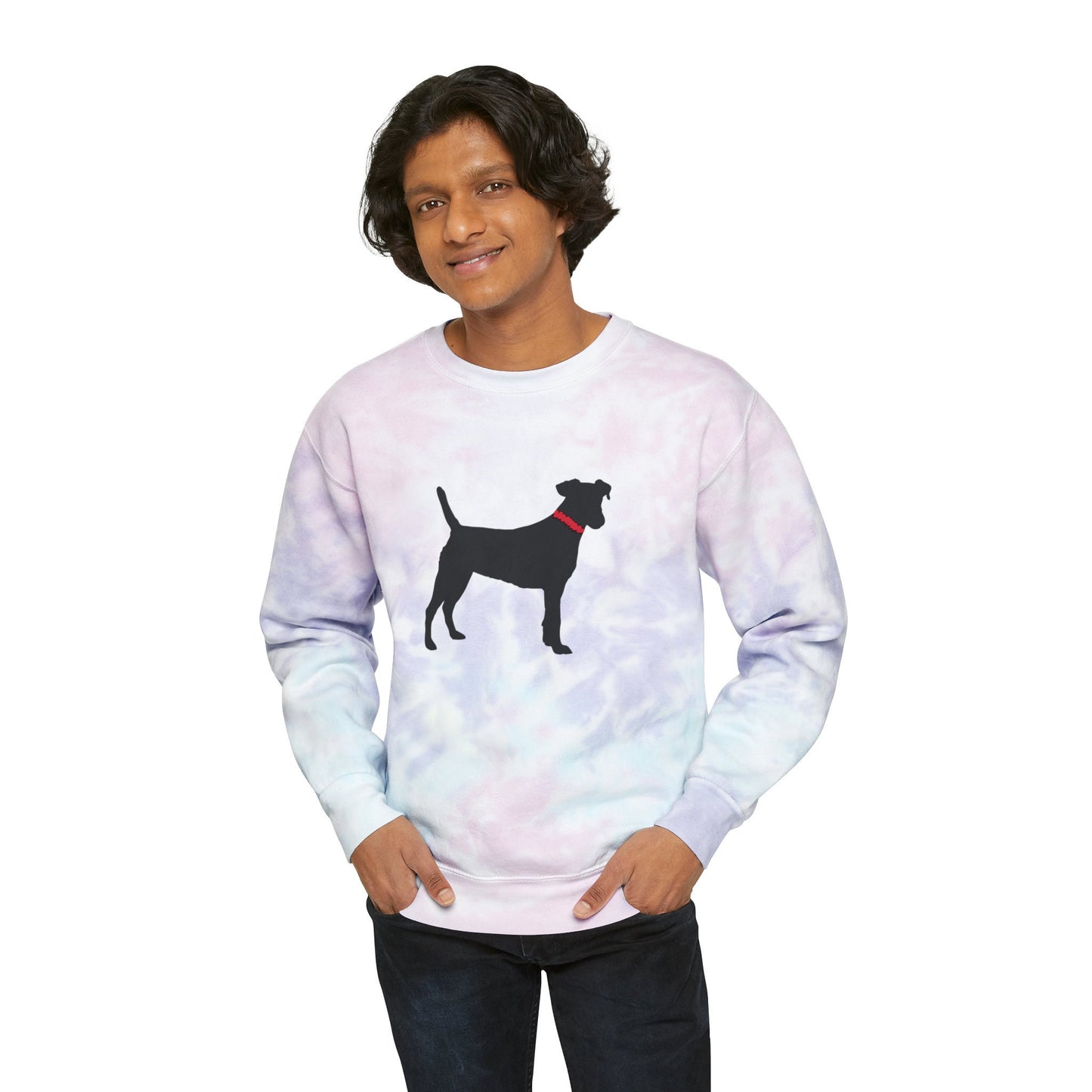 Unisex  Black Dog Tie-Dye Sweatshirts