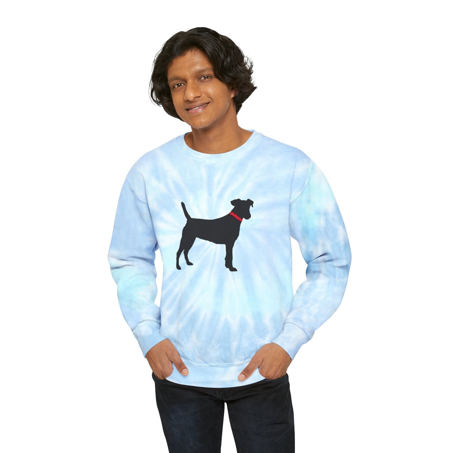Unisex  Black Dog Tie-Dye Sweatshirts