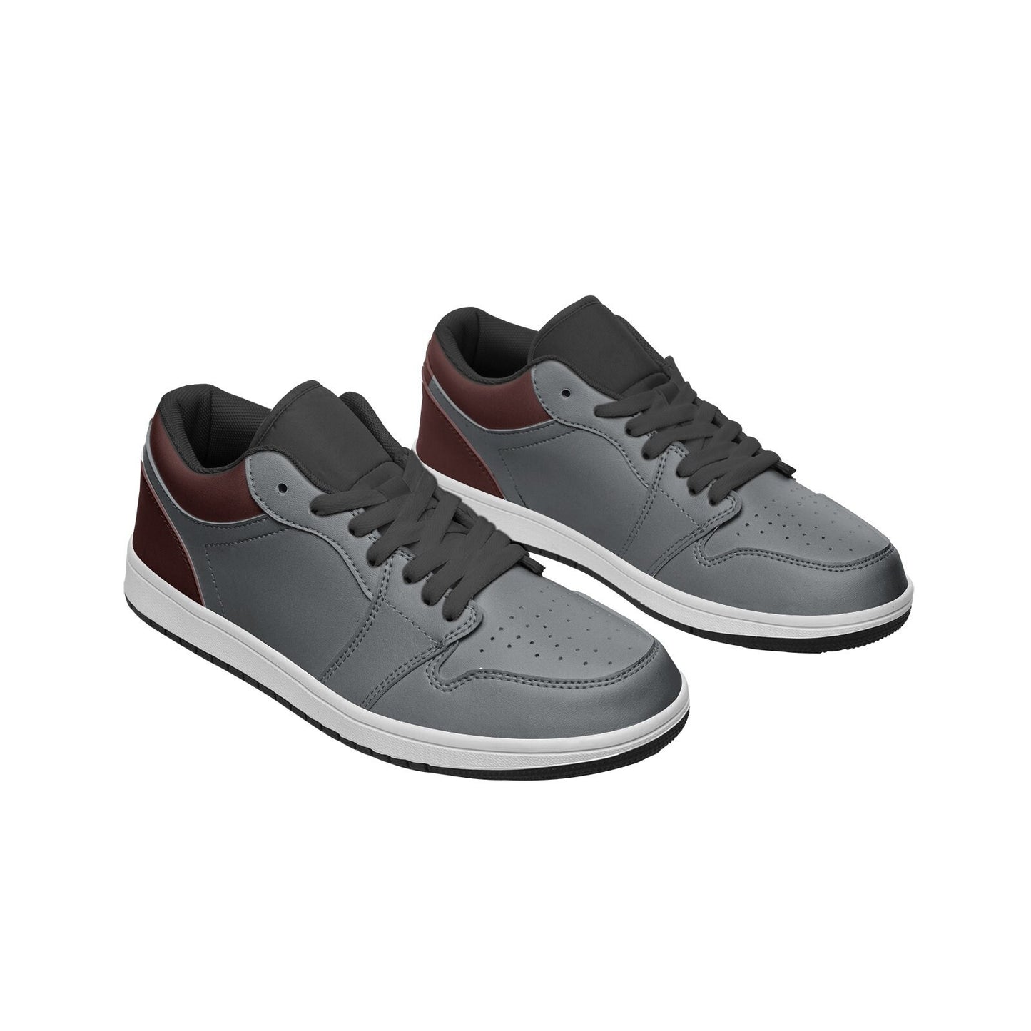 Unisex Low Top Leather Casual Gray Sneakers