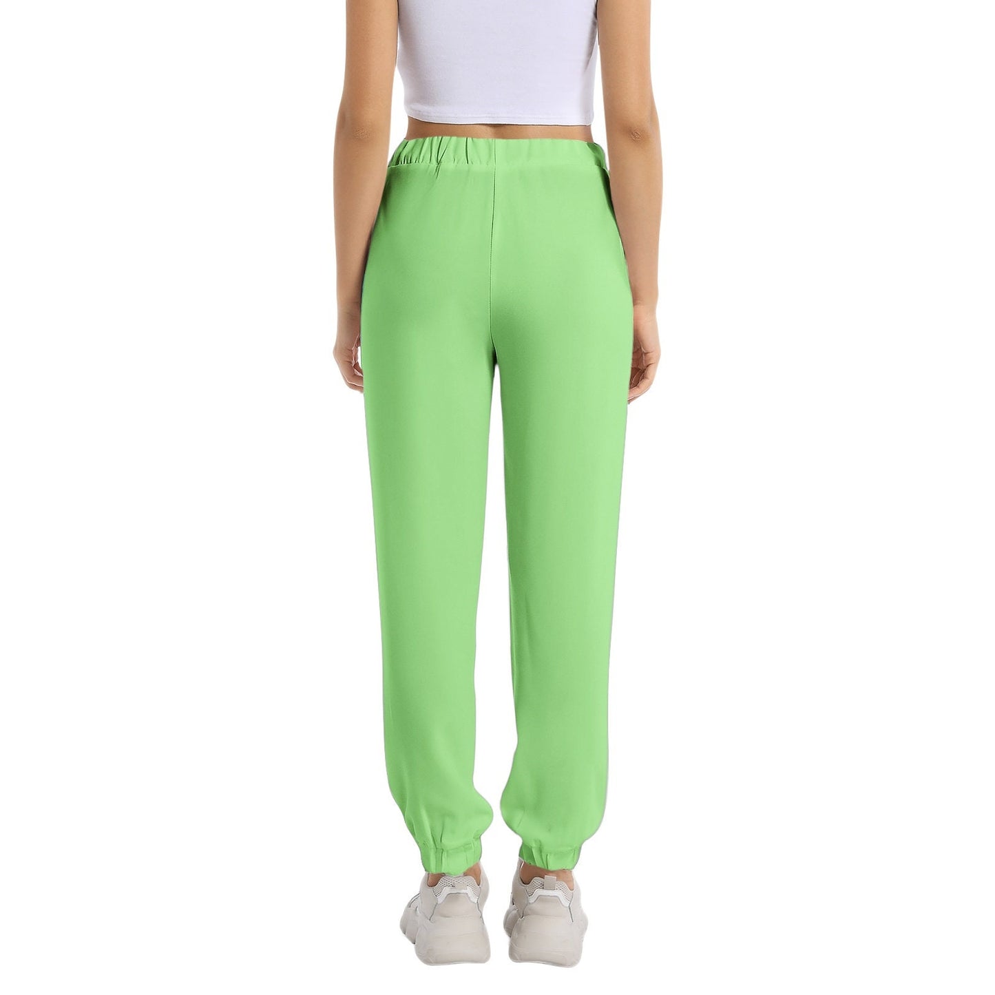 Elastic Waist Tapered Green Sweatpants