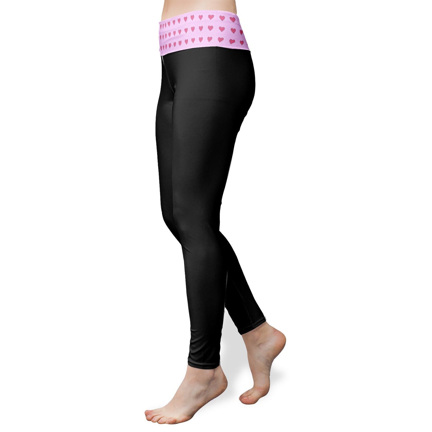 Black Yoga Leggings with Hearts Women's High Waist Yoga Leggings