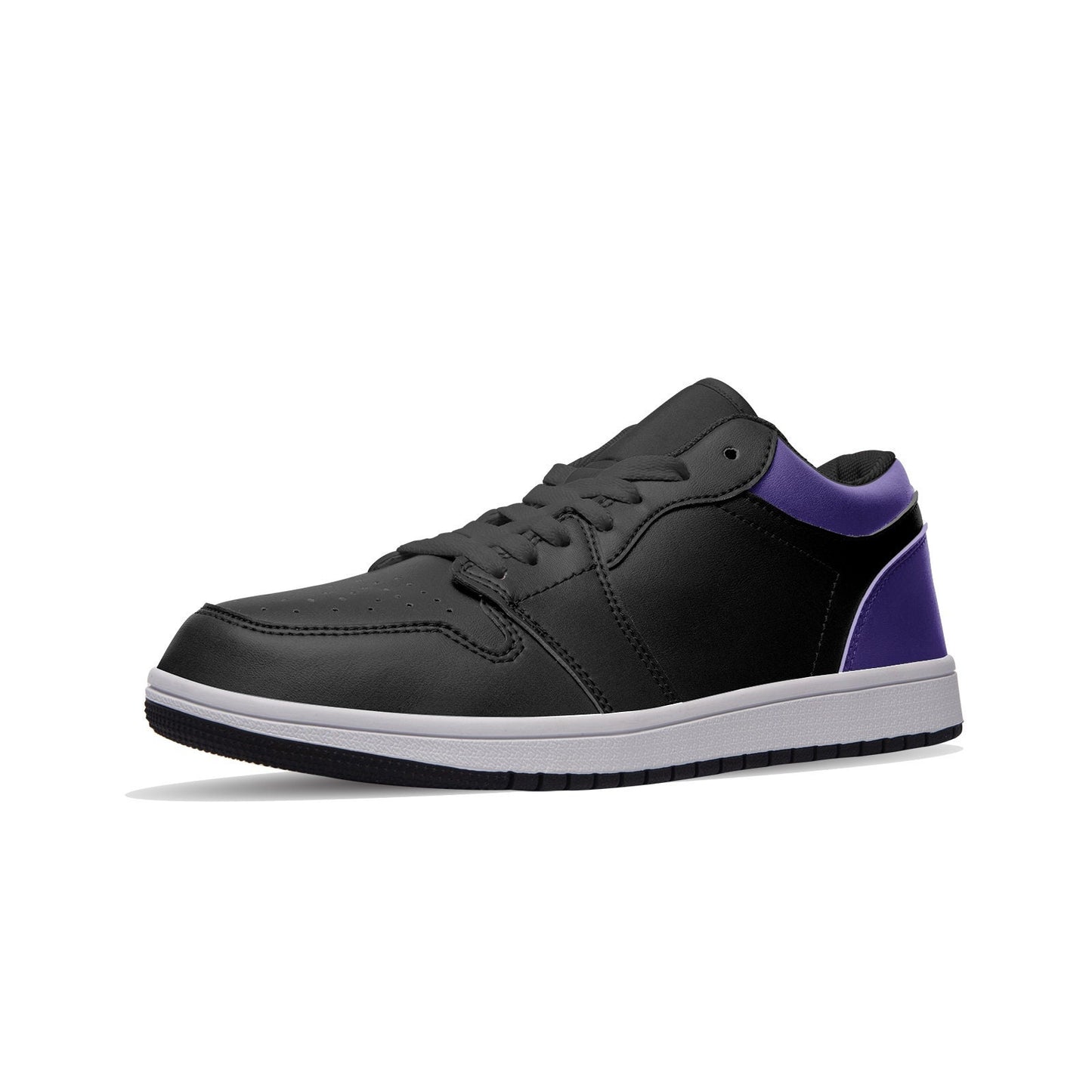 Black and Purple Unisex Low Top Leather Sneakers