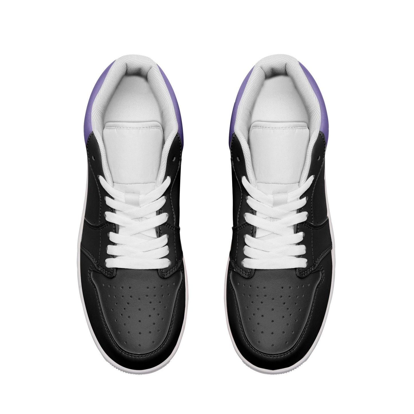 Black and Purple Unisex Low Top Leather Sneakers
