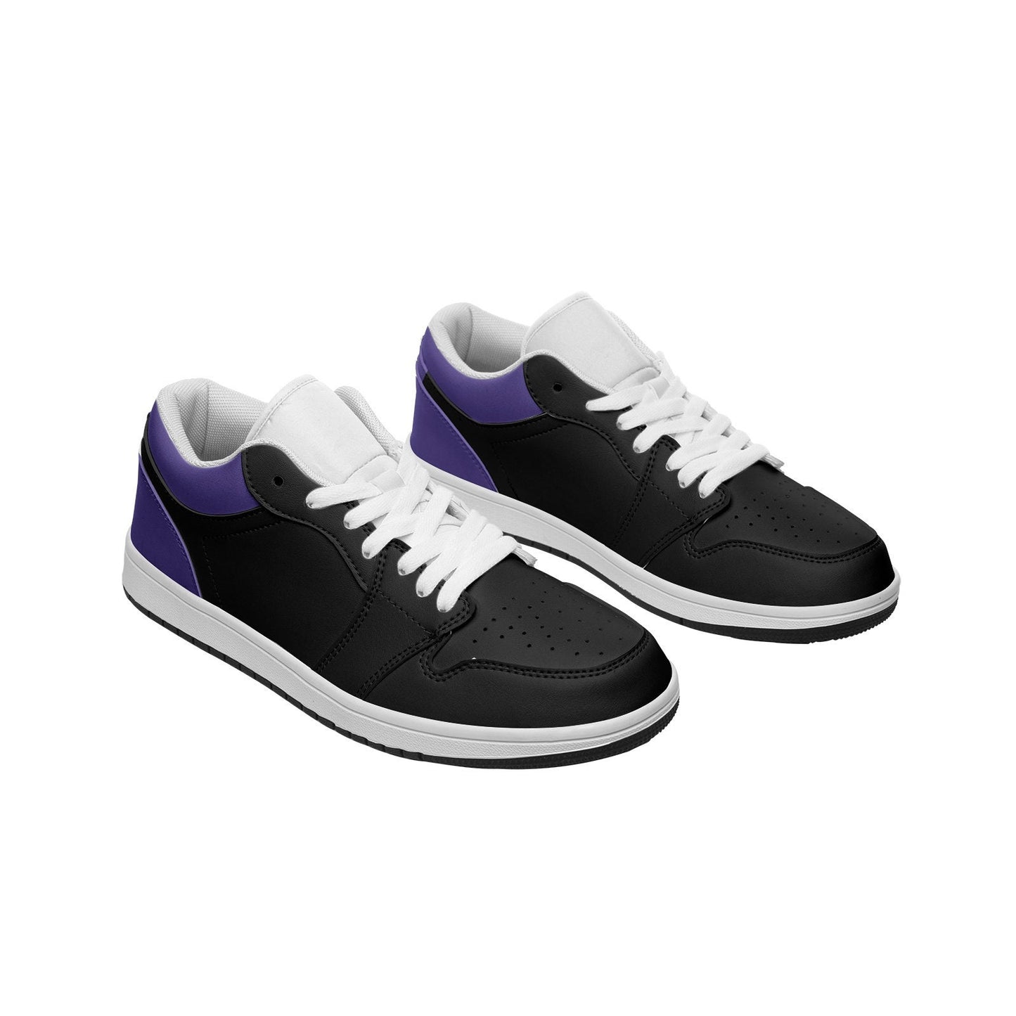 Black and Purple Unisex Low Top Leather Sneakers